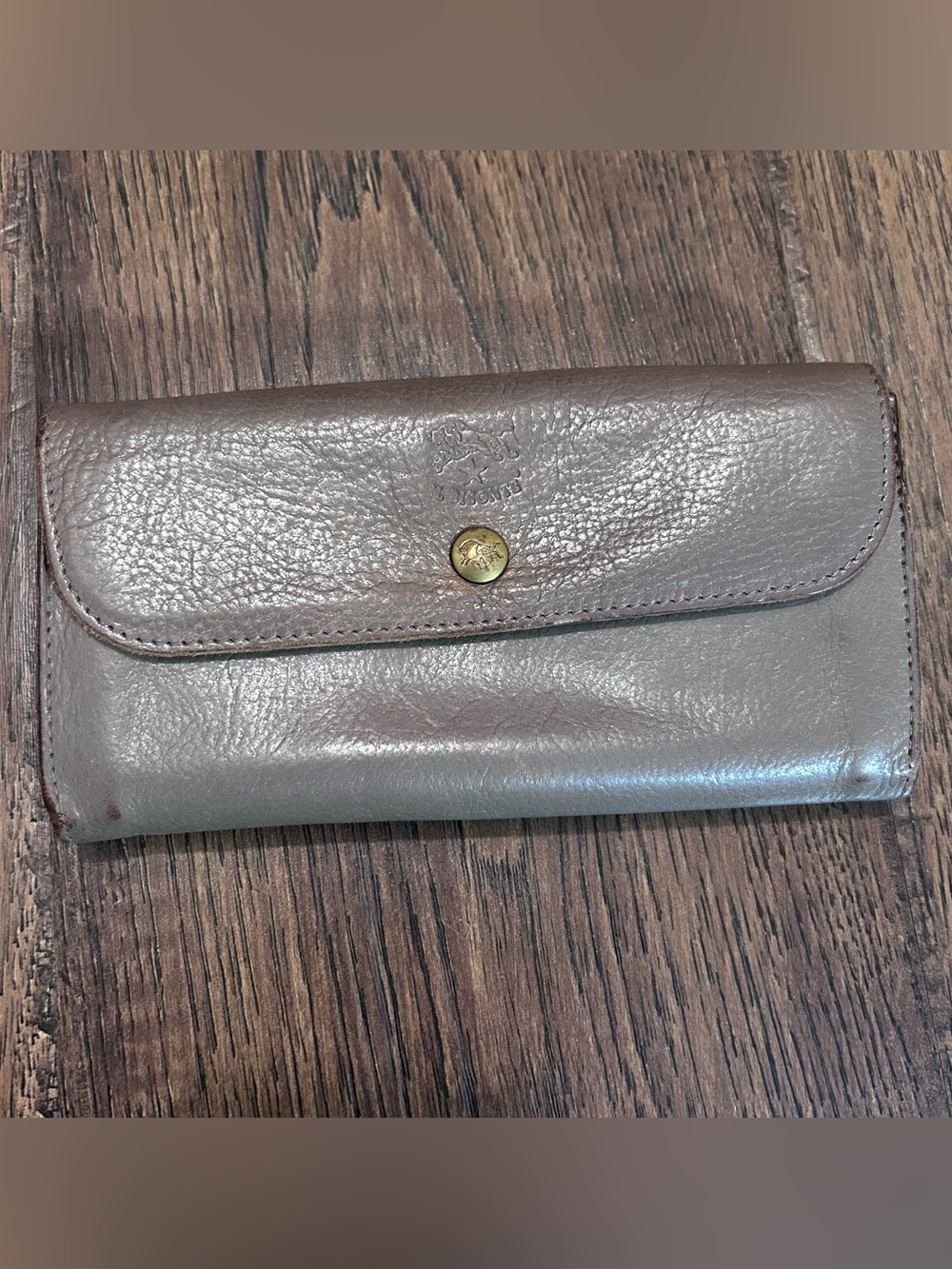 il bisonte Vintage Vegetable Dyed Leather Long Wallet Accordion Card Slots Tan